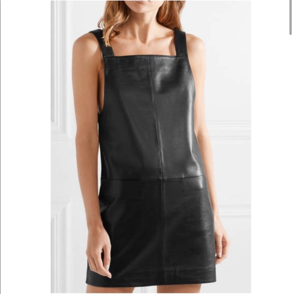 Maje Black Leather Mini Dress Small 1